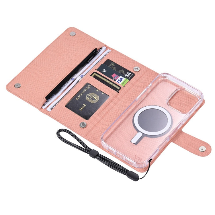 For iPhone 15 Pro ViLi GHB-C Series RFID MagSafe Magnetic Flip Leather Phone Case(Pink) - iPhone 15 Pro Cases by ViLi | Online Shopping South Africa | PMC Jewellery | Buy Now Pay Later Mobicred