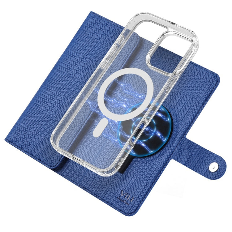 For iPhone 15 Pro Max ViLi GHB-C Series RFID MagSafe Magnetic Flip Leather Phone Case(Blue) - iPhone 15 Pro Max Cases by ViLi | Online Shopping South Africa | PMC Jewellery | Buy Now Pay Later Mobicred