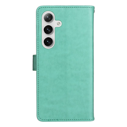 For Samsung Galaxy S25 / S24 5G Cat and Bee Embossed Flip Leather Phone Case(Green) - Galaxy S25 5G Cases by PMC Jewellery | Online Shopping South Africa | PMC Jewellery | Buy Now Pay Later Mobicred