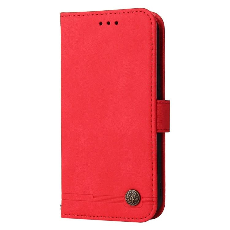 For Samsung Galaxy S25 5G Skin Feel Life Tree Metal Button Leather Phone Case(Red) - Galaxy S25 5G Cases by PMC Jewellery | Online Shopping South Africa | PMC Jewellery | Buy Now Pay Later Mobicred