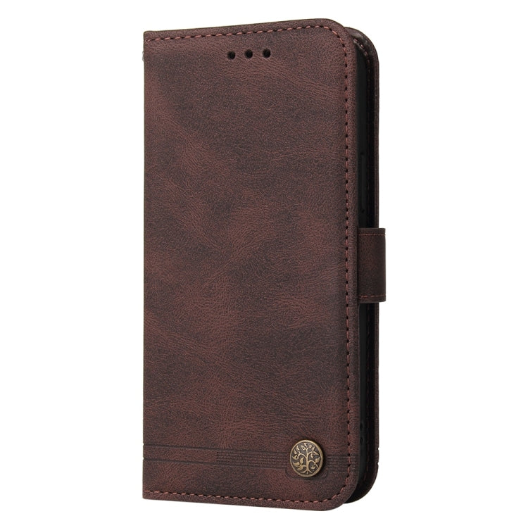 For Samsung Galaxy S25 Ultra 5G Skin Feel Life Tree Metal Button Leather Phone Case(Brown) - Galaxy S25 Ultra 5G Cases by PMC TechLife | Online Shopping South Africa | PMC TechLife | Buy Now Pay Later Mobicred