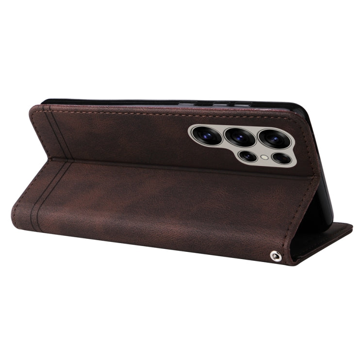 For Samsung Galaxy S25 Ultra 5G Skin Feel Life Tree Metal Button Leather Phone Case(Brown) - Galaxy S25 Ultra 5G Cases by PMC TechLife | Online Shopping South Africa | PMC TechLife | Buy Now Pay Later Mobicred