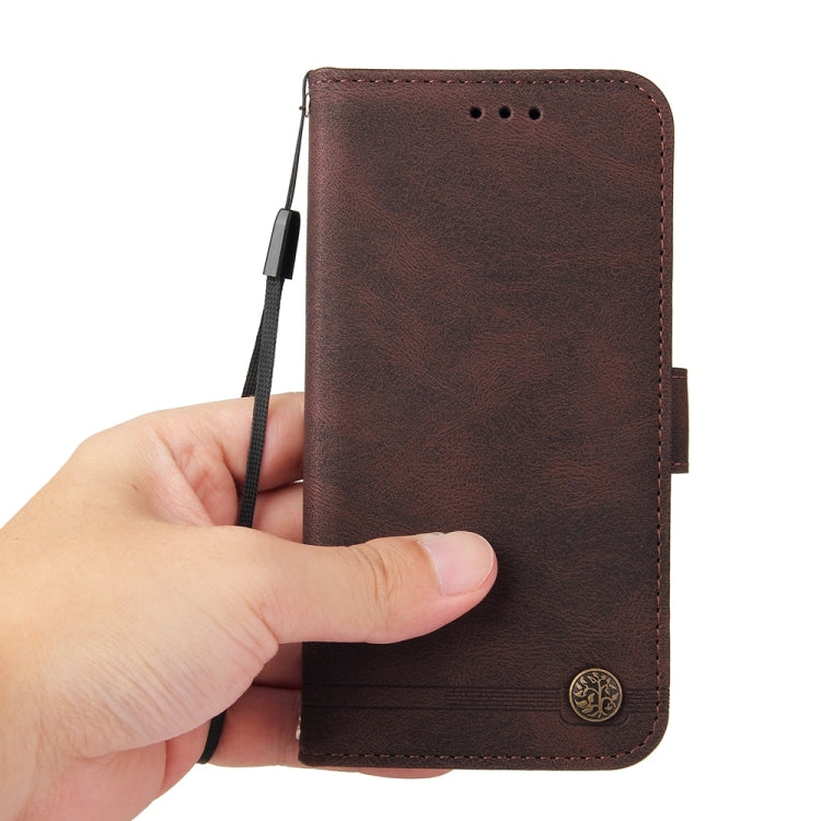 For Samsung Galaxy S25 Ultra 5G Skin Feel Life Tree Metal Button Leather Phone Case(Brown) - Galaxy S25 Ultra 5G Cases by PMC TechLife | Online Shopping South Africa | PMC TechLife | Buy Now Pay Later Mobicred