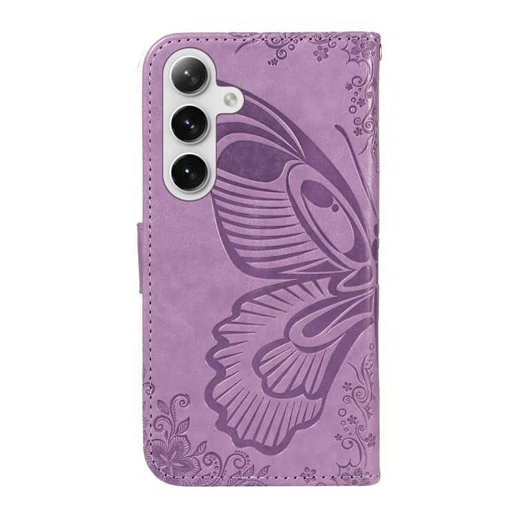 For Samsung Galaxy S25 / S24 5G Swallowtail Butterfly Embossed Leather Phone Case(Purple) - Galaxy S25 5G Cases by PMC Jewellery | Online Shopping South Africa | PMC Jewellery | Buy Now Pay Later Mobicred