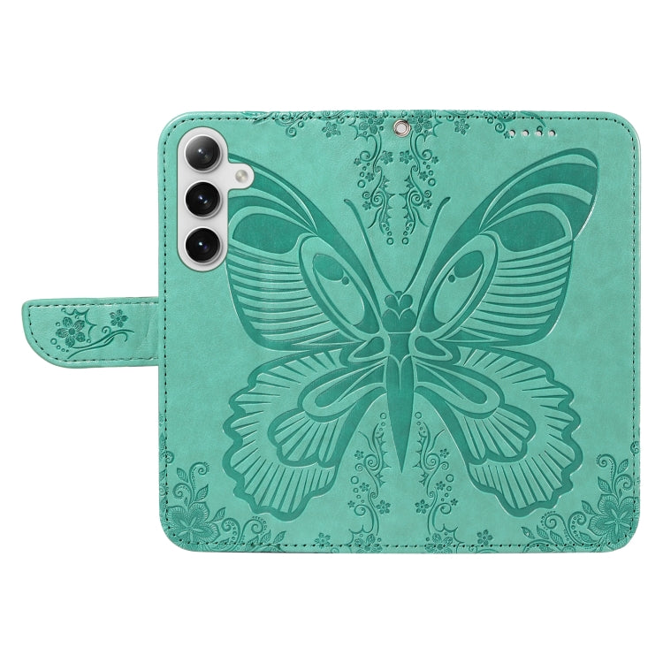 For Samsung Galaxy S25 / S24 5G Swallowtail Butterfly Embossed Leather Phone Case(Green) - Galaxy S25 5G Cases by PMC Jewellery | Online Shopping South Africa | PMC Jewellery | Buy Now Pay Later Mobicred