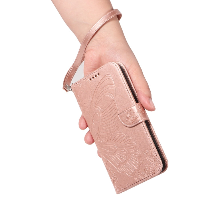 For Samsung Galaxy S25 / S24 5G Swallowtail Butterfly Embossed Leather Phone Case(Rose Gold) - Galaxy S25 5G Cases by PMC Jewellery | Online Shopping South Africa | PMC Jewellery | Buy Now Pay Later Mobicred