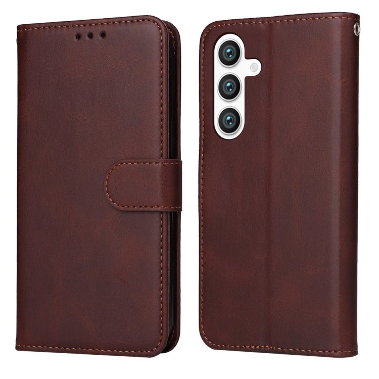 For Samsung Galaxy S25+ 5G Classic Calf Texture Flip Leather Phone Case(Brown) - Galaxy S25+ 5G Cases by PMC Jewellery | Online Shopping South Africa | PMC Jewellery | Buy Now Pay Later Mobicred