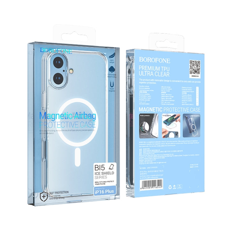 For iPhone 16 Plus BOROFONE BI5 Ice Shield Series MagSafe Magnetic Phone Case(Transparent) - iPhone 16 Plus Cases by Borofone | Online Shopping South Africa | PMC Jewellery | Buy Now Pay Later Mobicred