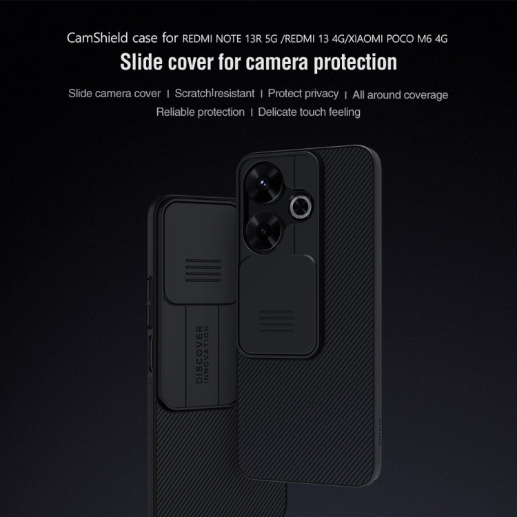 For Redmi Note 13R 5G / 13 4G NILLKIN Black Mirror Series Camshield PC Phone Case(Black) - Redmi 13 Cases by NILLKIN | Online Shopping South Africa | PMC Jewellery | Buy Now Pay Later Mobicred