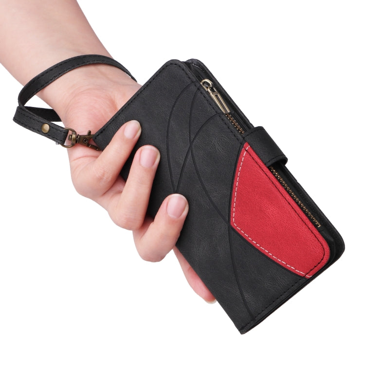 For Samsung Galaxy S25 Ultra 5G Dual-color 9 Card Slots Zipper Wallet Leather Phone Case(Black) - Galaxy S25 Ultra 5G Cases by PMC Jewellery | Online Shopping South Africa | PMC Jewellery | Buy Now Pay Later Mobicred