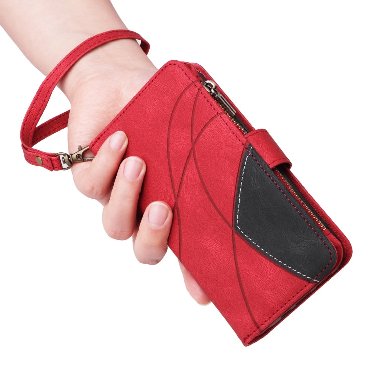 For Redmi K70 Dual-color 9 Card Slots Zipper Wallet Leather Phone Case(Red) - free shipping - PMC Jewellery - Order now!