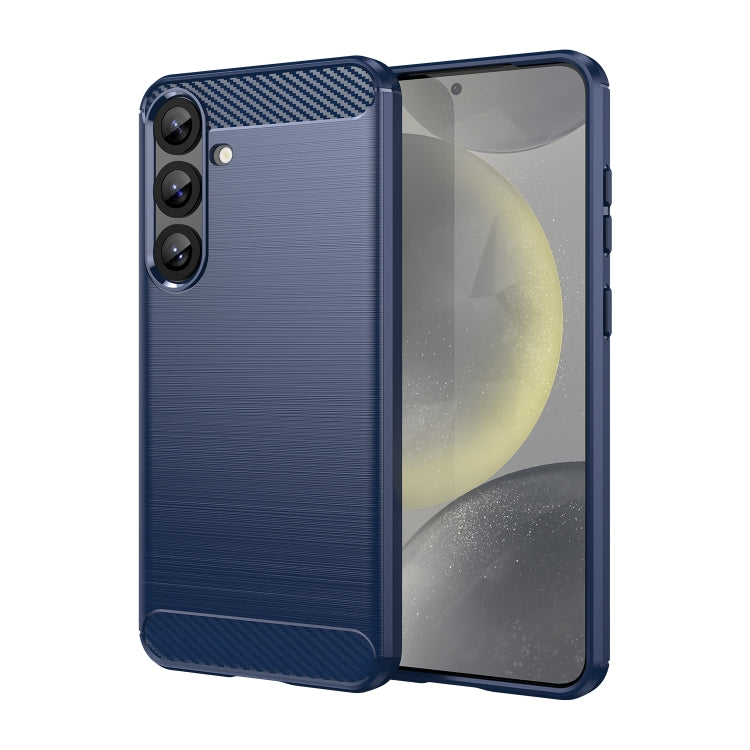 For Samsung Galaxy S25+ 5G Carbon Fiber Brushed Texture TPU Phone Case(Blue) - Galaxy S25+ 5G Cases by PMC Jewellery | Online Shopping South Africa | PMC Jewellery | Buy Now Pay Later Mobicred