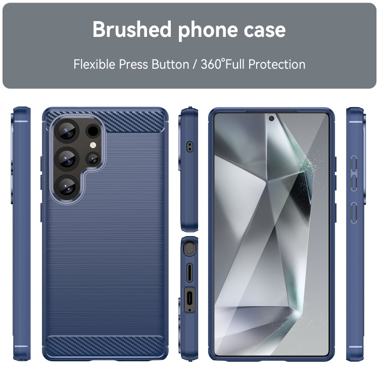 For Samsung Galaxy S25 Ultra 5G Carbon Fiber Brushed Texture TPU Phone Case(Blue) - Galaxy S25 Ultra 5G Cases by PMC Jewellery | Online Shopping South Africa | PMC Jewellery | Buy Now Pay Later Mobicred