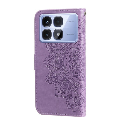 For Redmi K70 Ultra Seven-petal Flowers Embossing Leather Phone Case(Light Purple) - Xiaomi Cases by PMC Jewellery | Online Shopping South Africa | PMC Jewellery | Buy Now Pay Later Mobicred