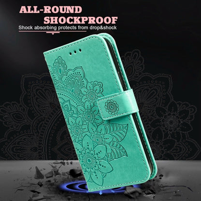 For Redmi K70 Ultra Seven-petal Flowers Embossing Leather Phone Case(Green) - Xiaomi Cases by PMC Jewellery | Online Shopping South Africa | PMC Jewellery | Buy Now Pay Later Mobicred