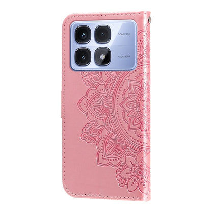 For Redmi K70 Ultra Seven-petal Flowers Embossing Leather Phone Case(Rose Gold) - Xiaomi Cases by PMC Jewellery | Online Shopping South Africa | PMC Jewellery | Buy Now Pay Later Mobicred