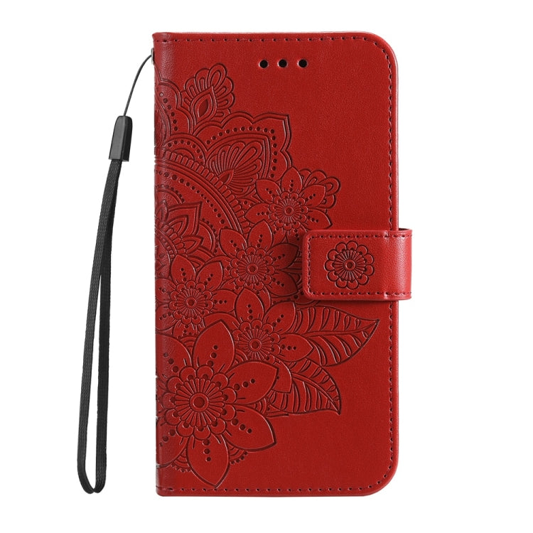 For Samsung Galaxy S25+ 5G Seven-petal Flowers Embossing Leather Phone Case(Red) - Galaxy S25+ 5G Cases by PMC Jewellery | Online Shopping South Africa | PMC Jewellery | Buy Now Pay Later Mobicred