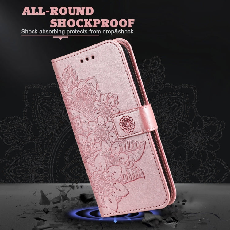 For Samsung Galaxy S25+ 5G Seven-petal Flowers Embossing Leather Phone Case(Rose Gold) - Galaxy S25+ 5G Cases by PMC Jewellery | Online Shopping South Africa | PMC Jewellery | Buy Now Pay Later Mobicred