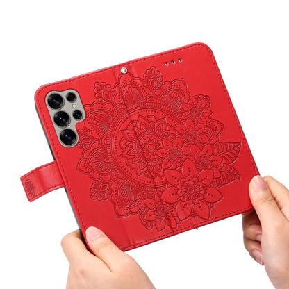 For Samsung Galaxy S25 Ultra 5G Seven-petal Flowers Embossing Leather Phone Case(Red) - Galaxy S25 Ultra 5G Cases by PMC Jewellery | Online Shopping South Africa | PMC Jewellery | Buy Now Pay Later Mobicred