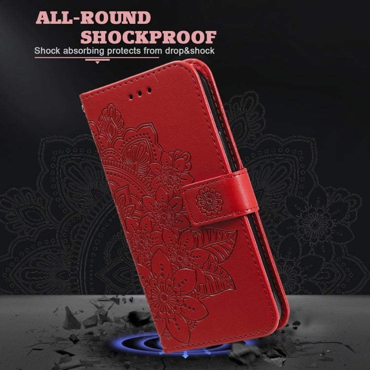 For Samsung Galaxy S25 Ultra 5G Seven-petal Flowers Embossing Leather Phone Case(Red) - Galaxy S25 Ultra 5G Cases by PMC Jewellery | Online Shopping South Africa | PMC Jewellery | Buy Now Pay Later Mobicred