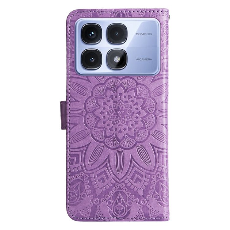 For Redmi K70 Ultra Embossed Sunflower Leather Phone Case(Purple) - Xiaomi Cases by PMC Jewellery | Online Shopping South Africa | PMC Jewellery | Buy Now Pay Later Mobicred