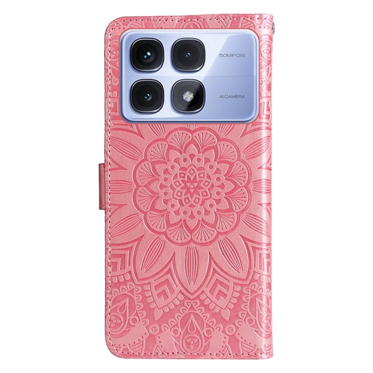 For Redmi K70 Ultra Embossed Sunflower Leather Phone Case(Rose Gold) - Xiaomi Cases by PMC Jewellery | Online Shopping South Africa | PMC Jewellery | Buy Now Pay Later Mobicred