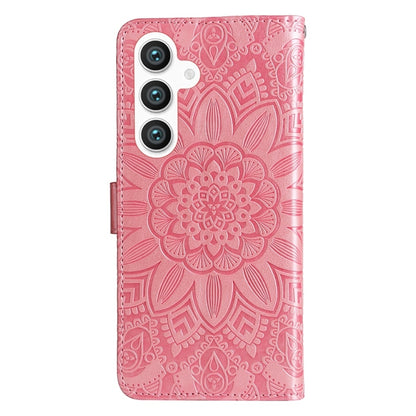 For Samsung Galaxy S25 5G Embossed Sunflower Leather Phone Case(Rose Gold) - Galaxy S25 5G Cases by PMC Jewellery | Online Shopping South Africa | PMC Jewellery | Buy Now Pay Later Mobicred