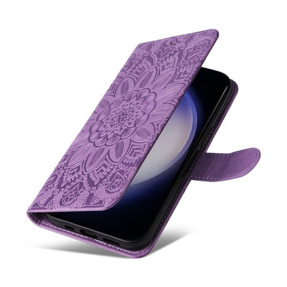 For Samsung Galaxy S25+ 5G Embossed Sunflower Leather Phone Case(Purple) - Galaxy S25+ 5G Cases by PMC Jewellery | Online Shopping South Africa | PMC Jewellery | Buy Now Pay Later Mobicred