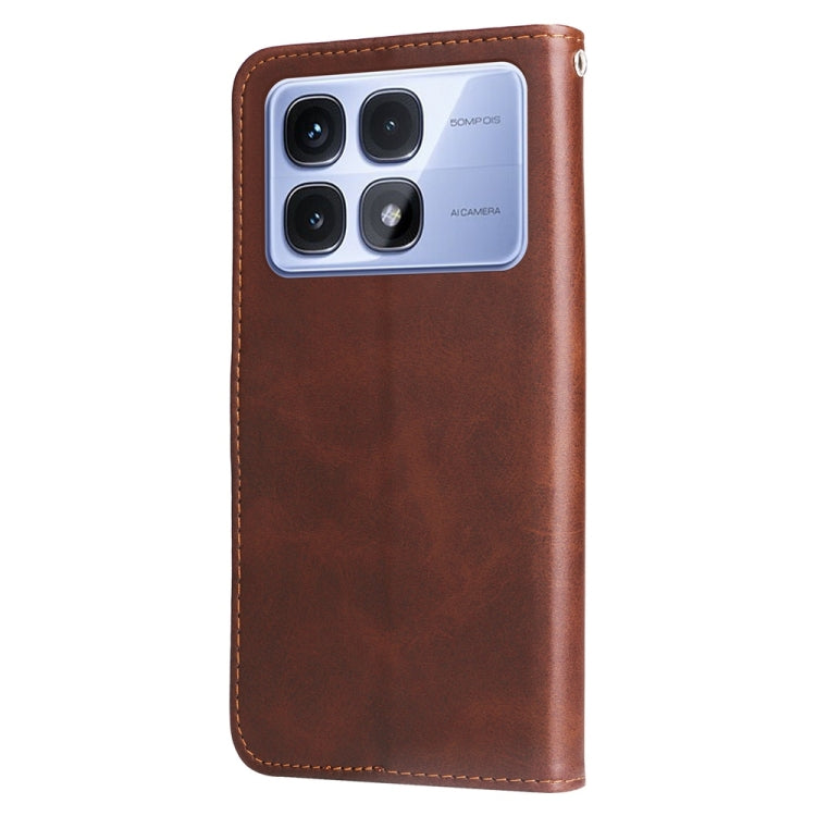 For Redmi K70 Ultra Fashion Calf Texture Zipper Leather Phone Case(Brown) - Xiaomi Cases by PMC Jewellery | Online Shopping South Africa | PMC Jewellery | Buy Now Pay Later Mobicred