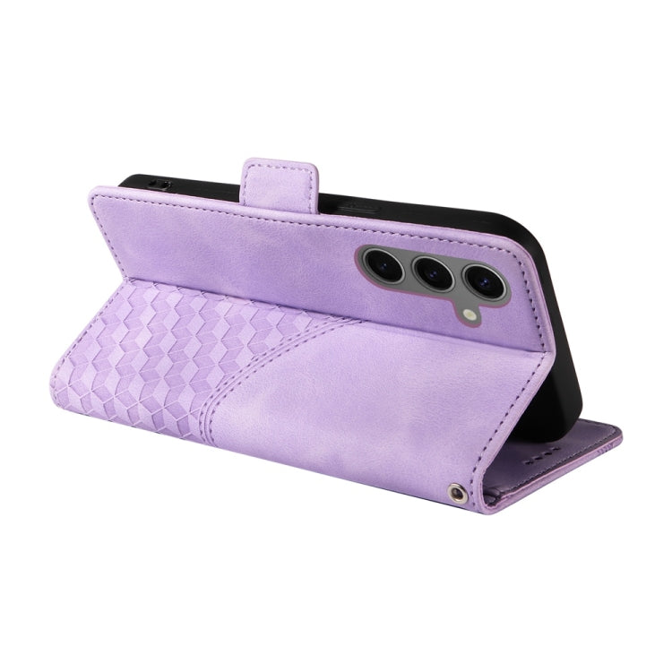 For Samsung Galaxy S25 5G Embossed Rhombus Starry Leather Phone Case(Purple) - Galaxy S25 5G Cases by PMC Jewellery | Online Shopping South Africa | PMC Jewellery | Buy Now Pay Later Mobicred