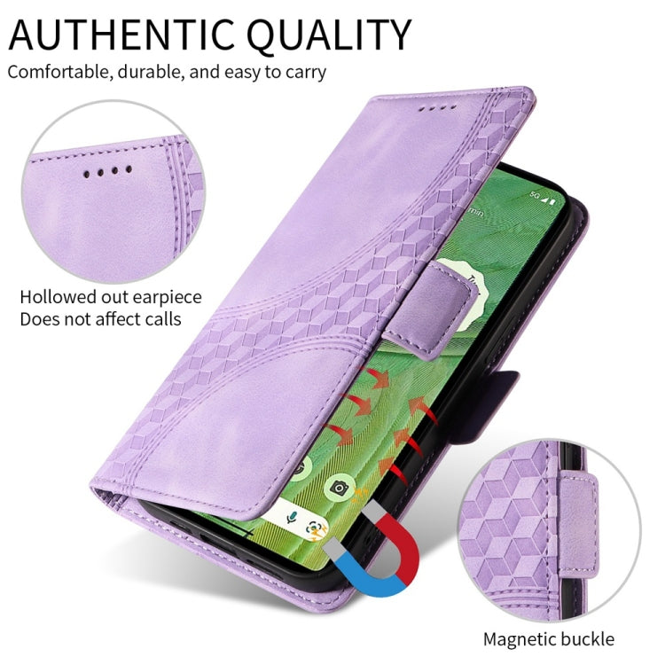 For Samsung Galaxy S25 5G Embossed Rhombus Starry Leather Phone Case(Purple) - Galaxy S25 5G Cases by PMC TechLife | Online Shopping South Africa | PMC TechLife | Buy Now Pay Later Mobicred