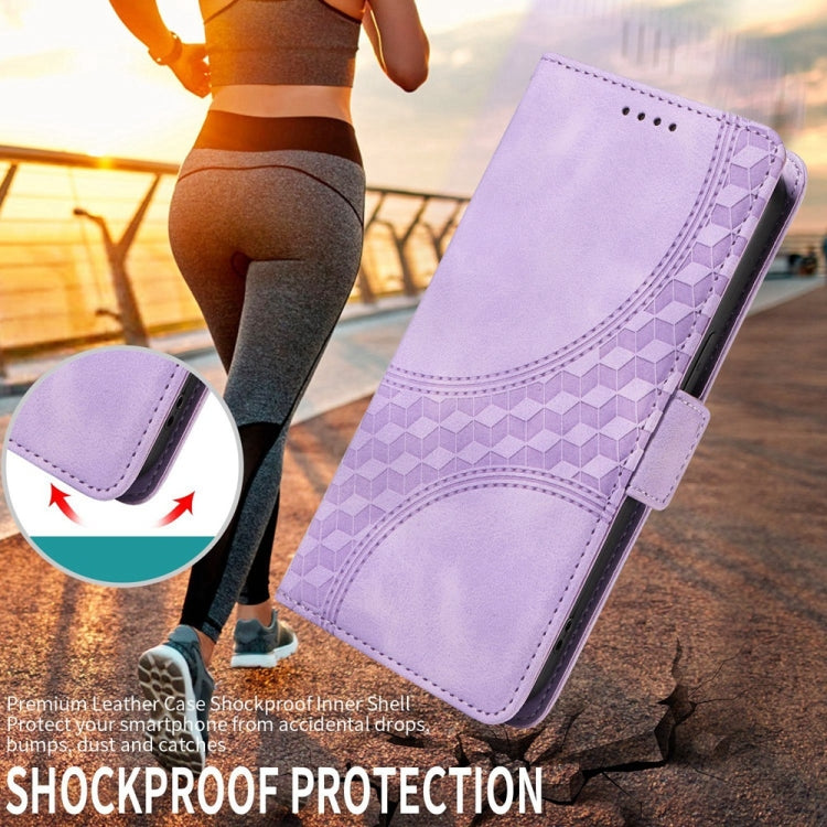 For Samsung Galaxy S25 5G Embossed Rhombus Starry Leather Phone Case(Purple) - Galaxy S25 5G Cases by PMC TechLife | Online Shopping South Africa | PMC TechLife | Buy Now Pay Later Mobicred
