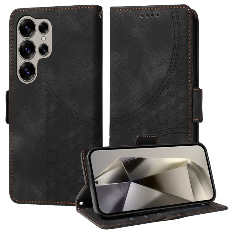 For Samsung Galaxy S25 Ultra 5G Embossed Rhombus Starry Leather Phone Case(Black) - Galaxy S25 Ultra 5G Cases by PMC Jewellery | Online Shopping South Africa | PMC Jewellery | Buy Now Pay Later Mobicred