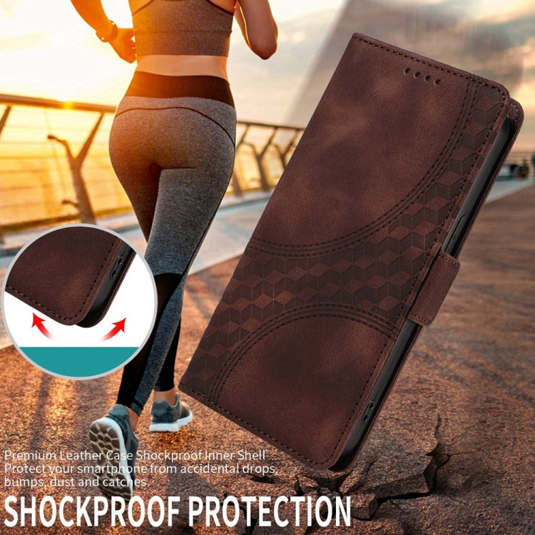 For Samsung Galaxy S25 Ultra 5G Embossed Rhombus Starry Leather Phone Case(Brown) - Galaxy S25 Ultra 5G Cases by PMC TechLife | Online Shopping South Africa | PMC TechLife | Buy Now Pay Later Mobicred