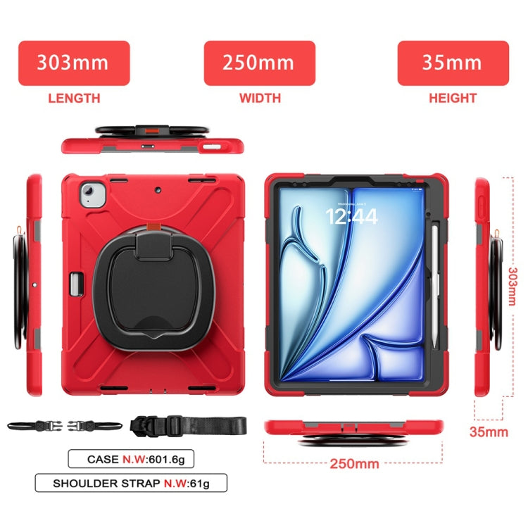 For iPad Air 13 2024 Silicone Hybrid PC Tablet Case with Holder & Shoulder Strap(Red) - iPad Air 13 2024 Cases by PMC Jewellery | Online Shopping South Africa | PMC Jewellery | Buy Now Pay Later Mobicred