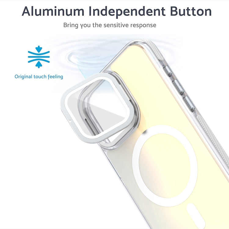 For iPhone 16 Plus MagSafe Gradient Color Lens Film Phone Case with Lens Fold Holder(Purple) - free shipping - PMC TechLife - Order now!