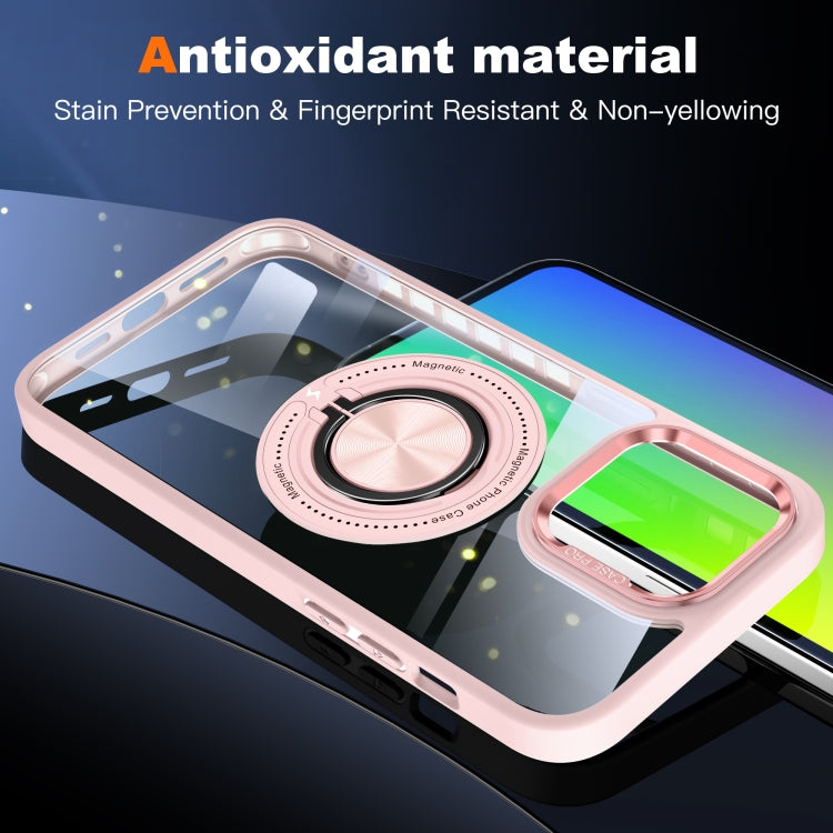 For iPhone 16 Pro Max Magnetic Rotating Ring Holder Phone Case(Pink) - iPhone 16 Pro Max Cases by PMC TechLife | Online Shopping South Africa | PMC TechLife | Buy Now Pay Later Mobicred