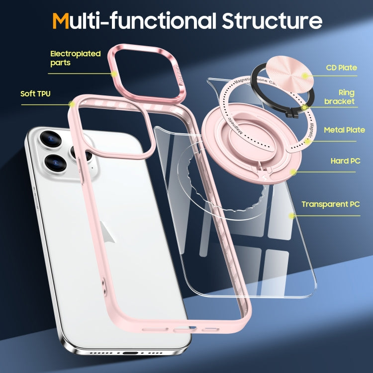 For iPhone 16 Pro Magnetic Rotating Ring Holder Phone Case(Pink) - iPhone 16 Pro Cases by PMC Jewellery | Online Shopping South Africa | PMC Jewellery | Buy Now Pay Later Mobicred