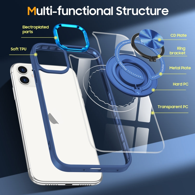 For iPhone 16 Plus Magnetic Rotating Ring Holder Phone Case(Dark Blue) - iPhone 16 Plus Cases by PMC Jewellery | Online Shopping South Africa | PMC Jewellery | Buy Now Pay Later Mobicred