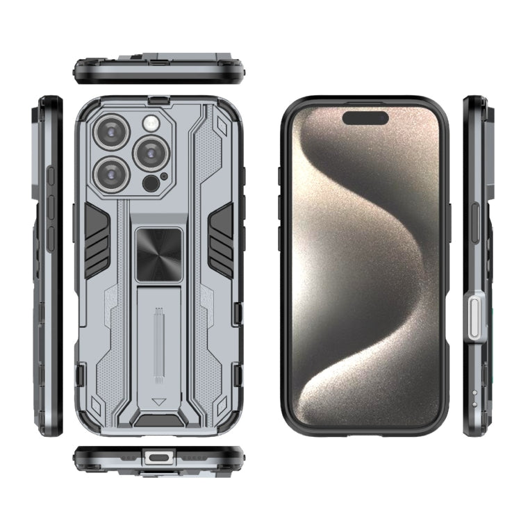 For iPhone 16 Pro Supersonic PC + TPU Holder Phone Case(Grey) - iPhone 16 Pro Cases by PMC Jewellery | Online Shopping South Africa | PMC Jewellery | Buy Now Pay Later Mobicred