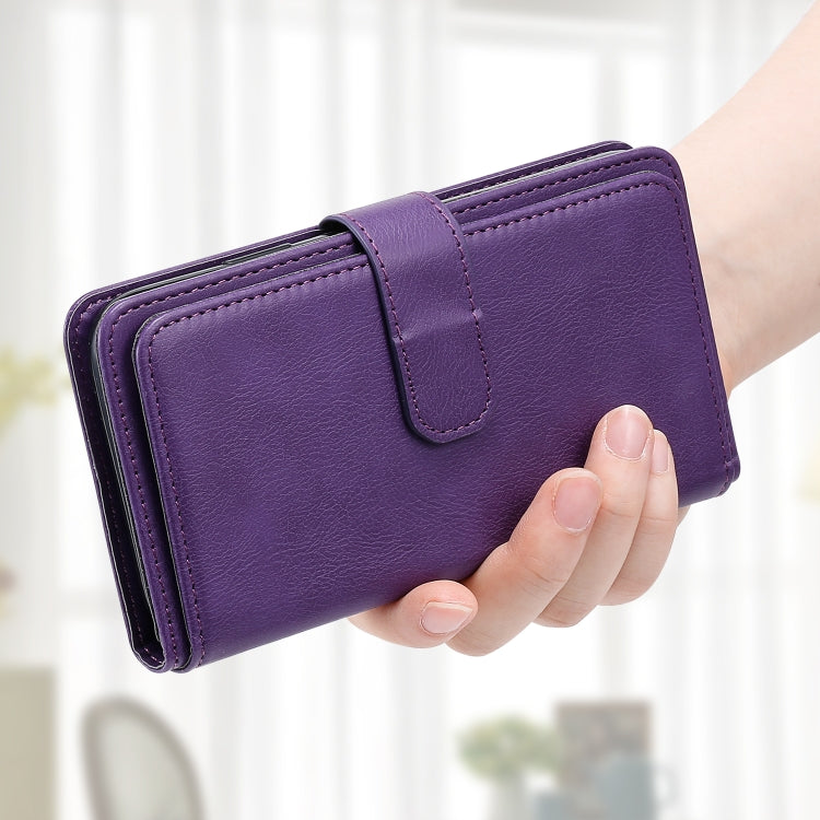 For Samsung Galaxy S25 Ultra 5G Multi-Function Wallet 10 Card Slots Leather Phone Case(Violet) - Galaxy S25 Ultra 5G Cases by PMC Jewellery | Online Shopping South Africa | PMC Jewellery | Buy Now Pay Later Mobicred