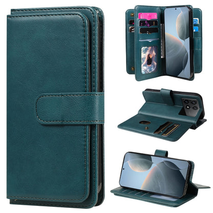 For Redmi K70 Multi-Function Wallet 10 Card Slots Leather Phone Case(Dark Green) - K70 Cases by PMC Jewellery | Online Shopping South Africa | PMC Jewellery | Buy Now Pay Later Mobicred