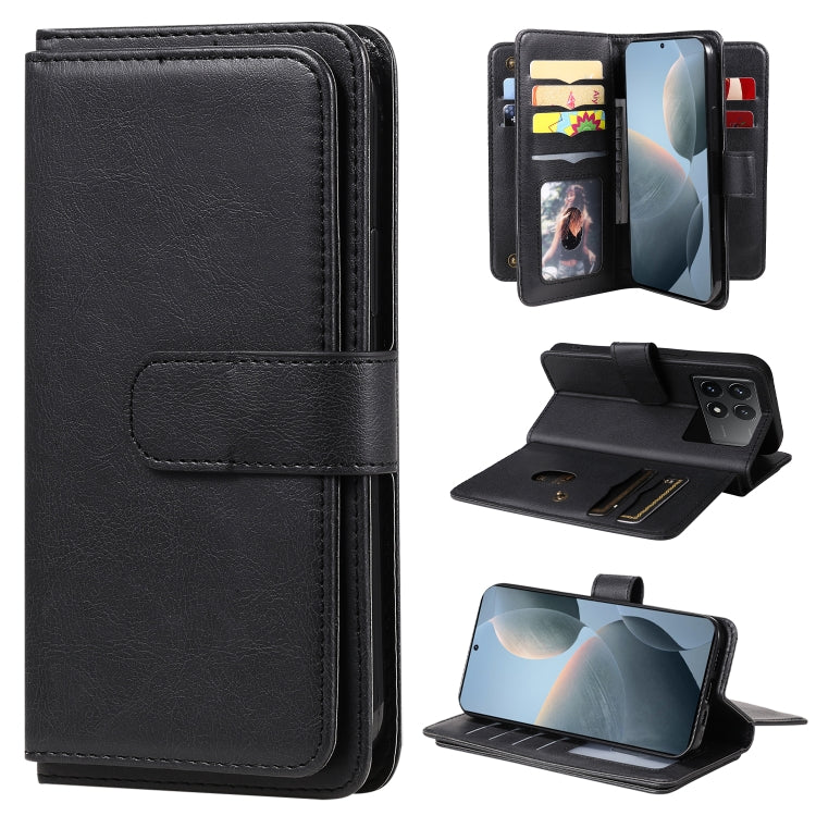 For Redmi K70 Multi-Function Wallet 10 Card Slots Leather Phone Case(Black) - K70 Cases by PMC Jewellery | Online Shopping South Africa | PMC Jewellery | Buy Now Pay Later Mobicred