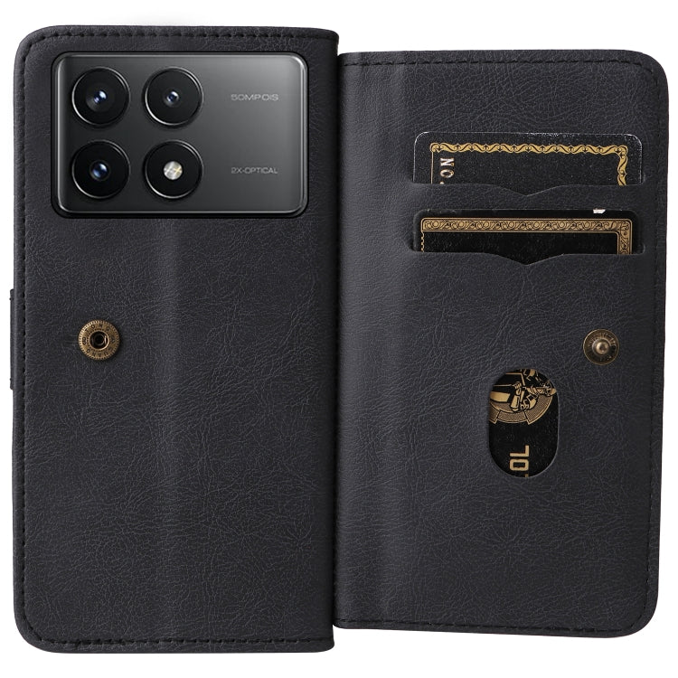 For Redmi K70 Multi-Function Wallet 10 Card Slots Leather Phone Case(Black) - K70 Cases by PMC Jewellery | Online Shopping South Africa | PMC Jewellery | Buy Now Pay Later Mobicred