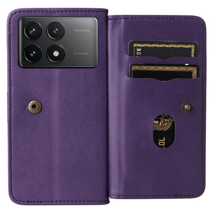 For Redmi K70 Multi-Function Wallet 10 Card Slots Leather Phone Case(Violet) - K70 Cases by PMC Jewellery | Online Shopping South Africa | PMC Jewellery | Buy Now Pay Later Mobicred