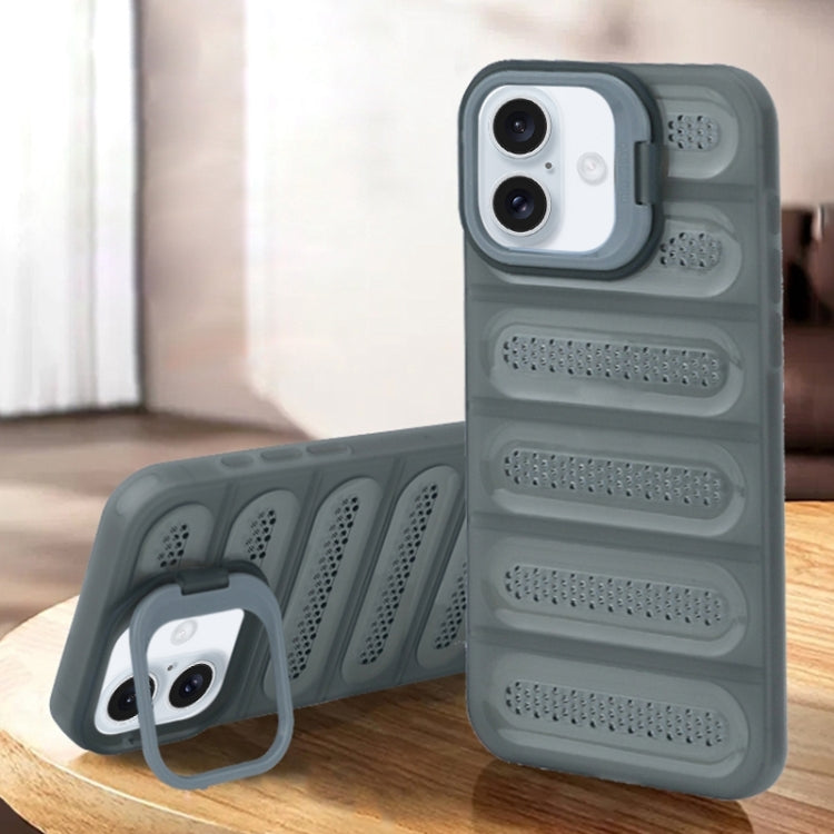 For iPhone 16 Invisible Holder Cooling Phone Case(Transparent Grey) - iPhone 16 Cases by PMC Jewellery | Online Shopping South Africa | PMC Jewellery | Buy Now Pay Later Mobicred