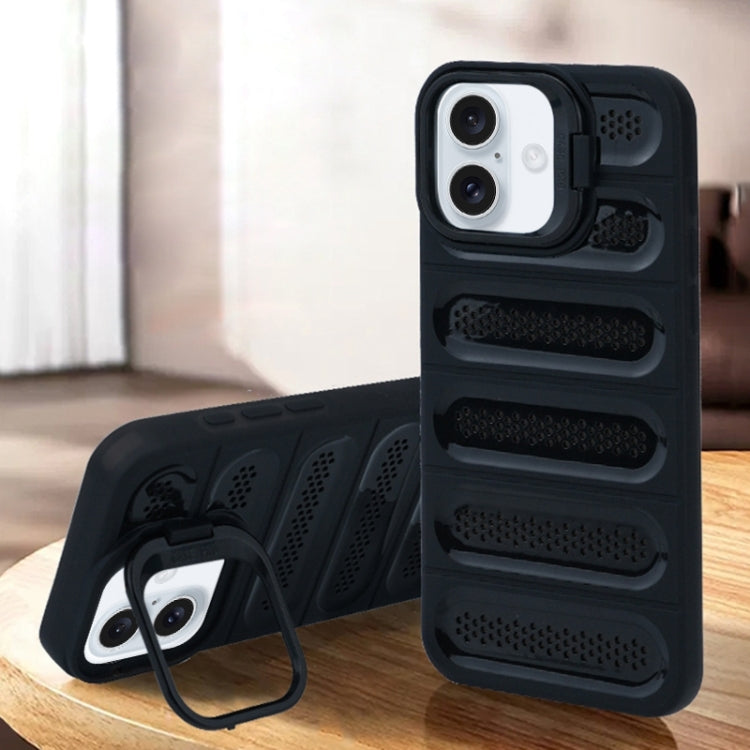 For iPhone 16 Plus Invisible Holder Cooling Phone Case(Transparent Black) - iPhone 16 Plus Cases by PMC Jewellery | Online Shopping South Africa | PMC Jewellery | Buy Now Pay Later Mobicred