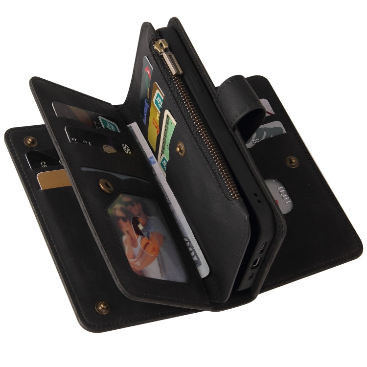 For iPhone 16 Plus Skin Feel Multi Card Slots Zipper Wallet Leather Phone Case(Black) - iPhone 16 Plus Cases by PMC Jewellery | Online Shopping South Africa | PMC Jewellery | Buy Now Pay Later Mobicred