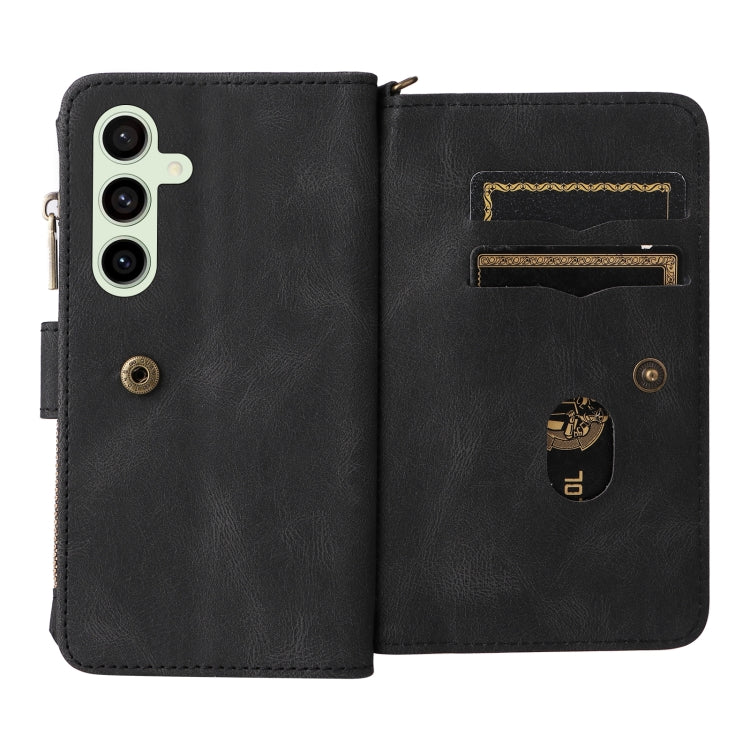 For Samsung Galaxy S24 FE 5G Skin Feel Multi Card Slots Zipper Wallet Leather Phone Case(Black) - Galaxy S24 FE 5G Cases by PMC Jewellery | Online Shopping South Africa | PMC Jewellery | Buy Now Pay Later Mobicred