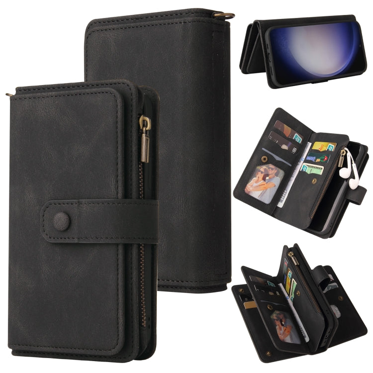 For Samsung Galaxy S25+ / S24+ 5G Skin Feel Multi Card Slots Zipper Wallet Leather Phone Case(Black) - Galaxy S25+ 5G Cases by PMC Jewellery | Online Shopping South Africa | PMC Jewellery | Buy Now Pay Later Mobicred